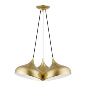 Amador 3-Light Pendant in Soft Gold w with Polished Brasss