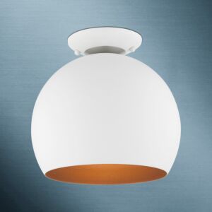 Piedmont 1-Light Semi-Flush Mount in White w with Brushed Nickels