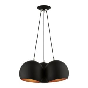 Piedmont 3-Light Pendant in Black w with Brushed Nickels
