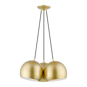 Piedmont 3-Light Pendant in Soft Gold w with Polished Brasss