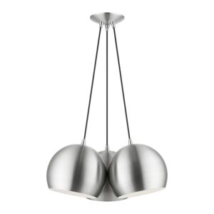 Piedmont 3-Light Pendant in Brushed Aluminum w with Polished Chromes