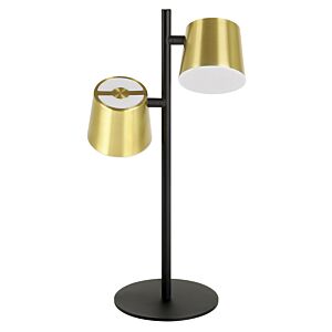 Altamira 2-Light LED Table Lamp in Structured Black & Brass