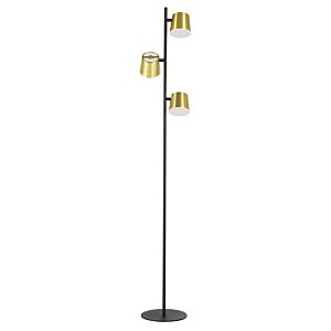 Altamira 3-Light LED Floor Lamp in Structured Black & Brass