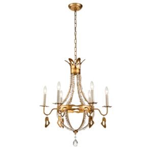 Monteleone 6-Light Chandelier in Gold Leaf w with Antique