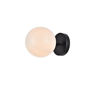 Mimi 1-Light Flush Mount in Black And Frosted White