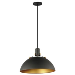 Dawn 1-Light Pendant in Antique Brass with Black