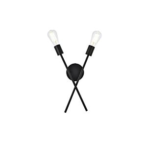 Armin 2-Light Wall Sconce in Black