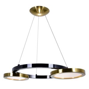 CWI Lighting Deux Lunes LED Chandelier with Brass & Pearl Black Finish