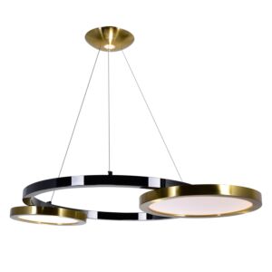 CWI Lighting Deux Lunes LED Chandelier with Brass & Pearl Black Finish