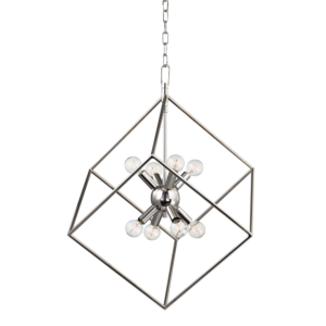 Hudson Valley Roundout 8 Light 28 Inch Pendant Light in Polished Nickel
