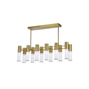 CWI Lighting Pipes 12 Light Island with Pool Table Chandelier with Brass Finish