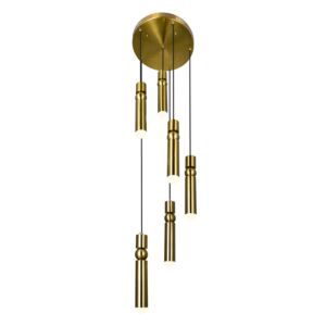 CWI Lighting Chime LED Pendant with Brass Finish