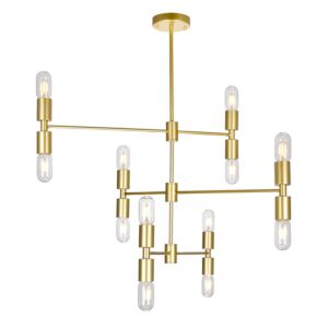 CWI Lighting Hand Crank 12 Light Chandelier with Medallion Gold Finish