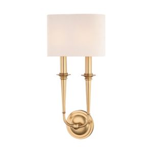 Hudson Valley Lourdes 2 Light 19 Inch Wall Sconce in Aged Brass