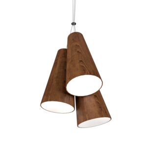 Conical 3-Light Pendant in Imbuia