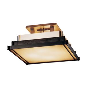 Hubbardton Forge 17 Inch 4 Light Steppe Small Ceiling Light in Dark Smoke