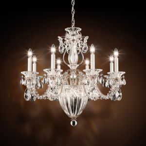 Bagatelle 8-Light Chandelier in Antique Silver with Clear Heritage Crystals