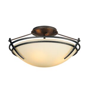 Hubbardton Forge 16 Inch 2 Light Presidio Tryne Small Ceiling Light in Natural Iron