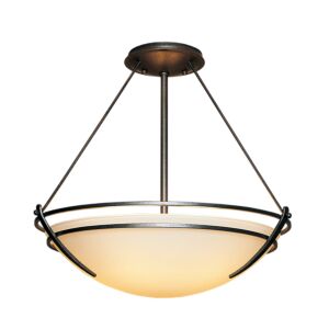 Hubbardton Forge 18 Inch 3 Light Presidio Tryne Ceiling Light in Natural Iron