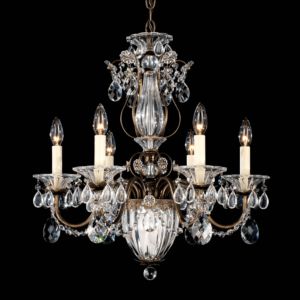 Schonbek Bagatelle 6 Light Chandelier in Etruscan Gold with Clear Heritage Crystals