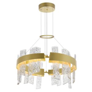 CWI Guadiana 24 in LED Satin Gold Chandelier