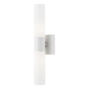 Aero 2-Light Bathroom Vanity Sconce in White w with Brushed Nickel