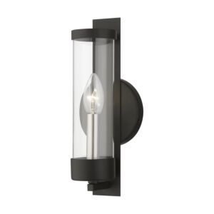 Castleton 1-Light Wall Sconce in Black w with Brushed Nickel Candle