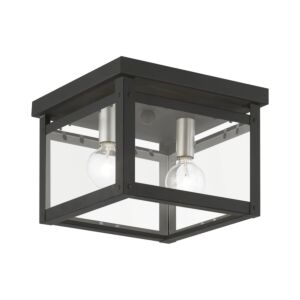 Milford 2-Light Flush Mount in Black w with Brushed Nickel Finish Candles