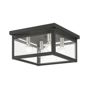 Milford 4-Light Flush Mount in Black w with Brushed Nickel Finish Candles