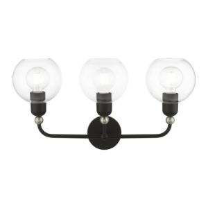 Downtown 3-Light Bathroom Vanity Sconce in Black w with Brushed Nickel