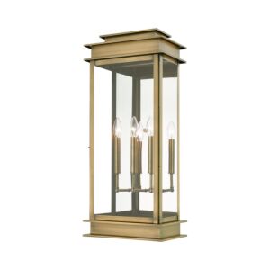 Princeton 3-Light Outdoor Wall Lantern in Antique Brass w with Polished Chrome Stainless Steel Reflector