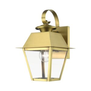 Wentworth 1-Light Outdoor Wall Lantern in Natural Brass