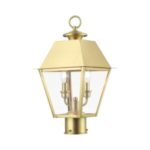 Wentworth 2-Light Outdoor Post Top Lantern in Natural Brass