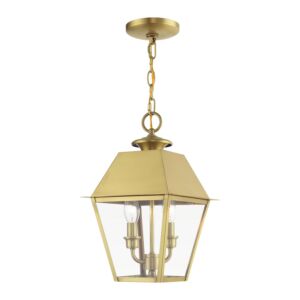 Wentworth 2-Light Outdoor Pendant in Natural Brass