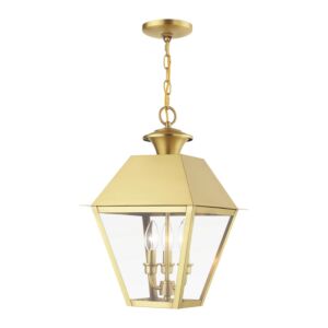 Wentworth 3-Light Outdoor Pendant in Natural Brass
