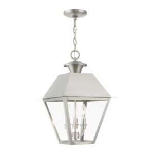 Wentworth 3-Light Outdoor Pendant in Brushed Nickel