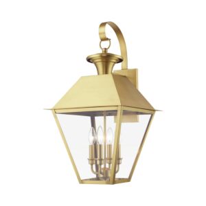Wentworth 4-Light Outdoor Wall Lantern in Natural Brass