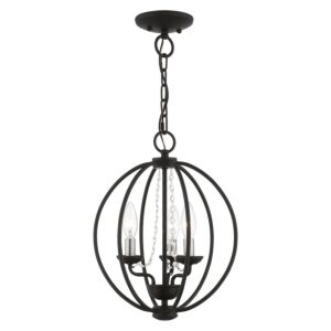 Arabella 3-Light Convertible Mini Chandelier with Semi-Flush in Black w/Brushed Nickel Finish Candles