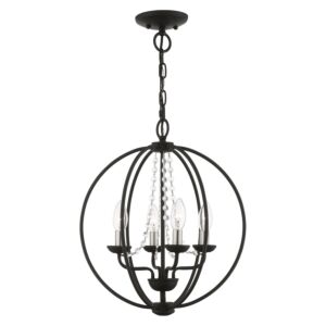 Arabella 4-Light Convertible Chandelier with Semi-Flush in Black w/Brushed Nickel Finish Candles