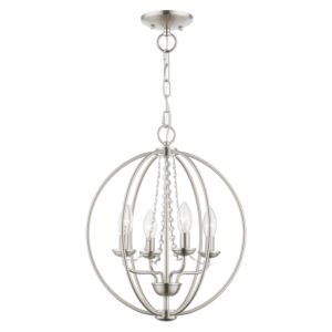 Arabella 4-Light Convertible Chandelier with Semi-Flush in Brushed Nickel