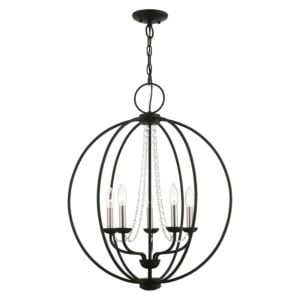 Arabella 5-Light Chandelier in Black w with Brushed Nickel Finish Candles