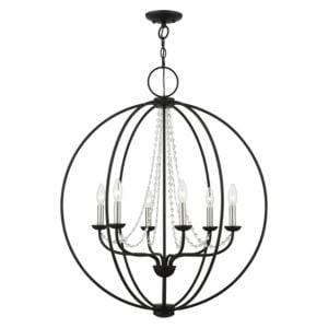 Arabella 6-Light Chandelier in Black w with Brushed Nickel Finish Candles