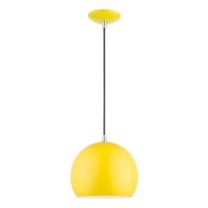 Piedmont 1-Light Pendant in Shiny Yellow w with Polished Chrome