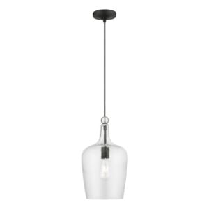 Avery 1-Light Pendant in Black w with Brushed Nickel