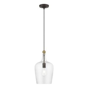 Avery 1-Light Pendant in Bronze w with Antique Brass