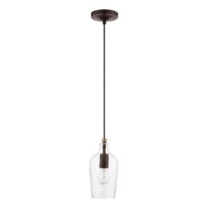 Avery 1-Light Mini Pendant in Bronze w with Antique Brass