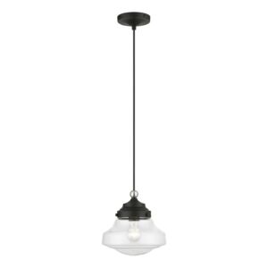 Avondale 1-Light Mini Pendant in Black w with Brushed Nickel