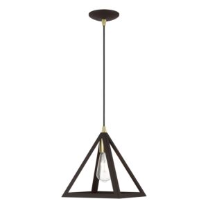Pinnacle 1-Light Pendant in Bronze w with Antique Brass