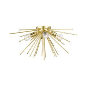 Tribeca 4-Light Flush Mount in Soft Gold w with Polished Brass