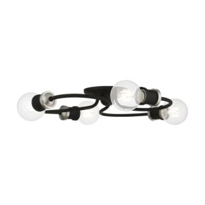 Bromley 4-Light Flush Mount in Black w with Brushed Nickel